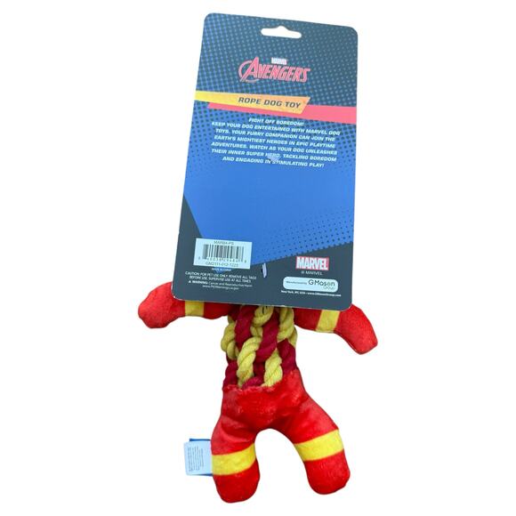 Marvel Avengers Iron Man Rope Dog‎ Toy Squeaky Crinkle Thrash Toss Shake NWT - Picture 3 of 4